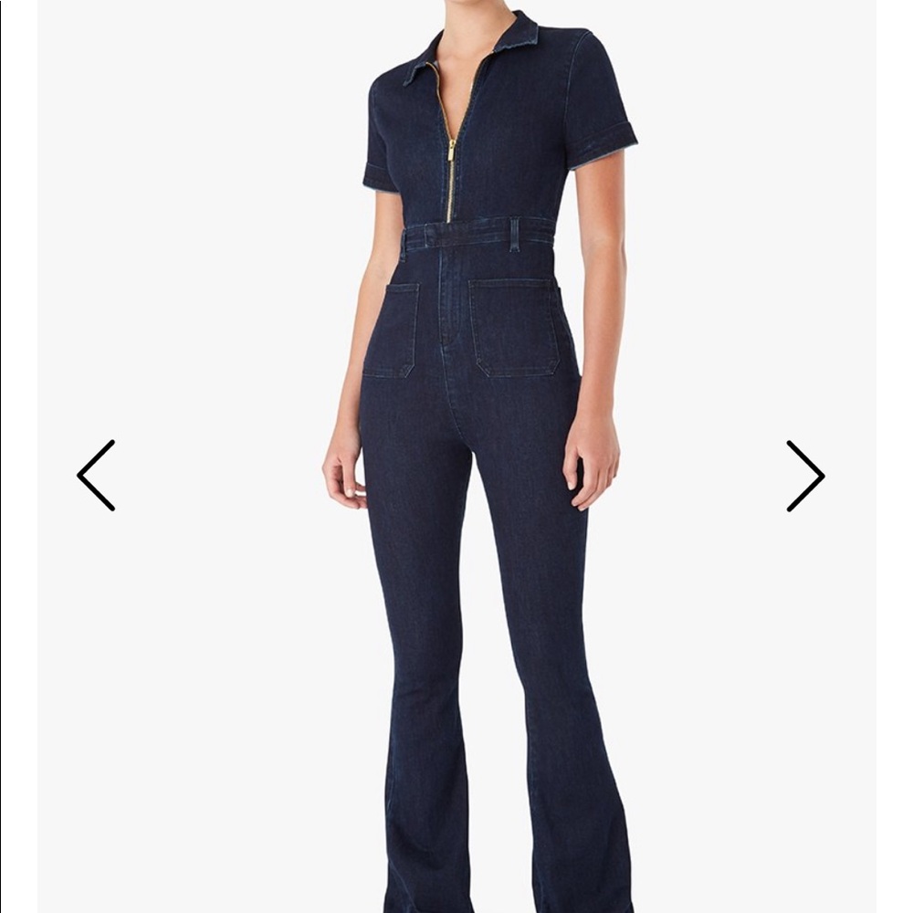 WeWoreWhat Dark Wash Denim Jumpsuit Small